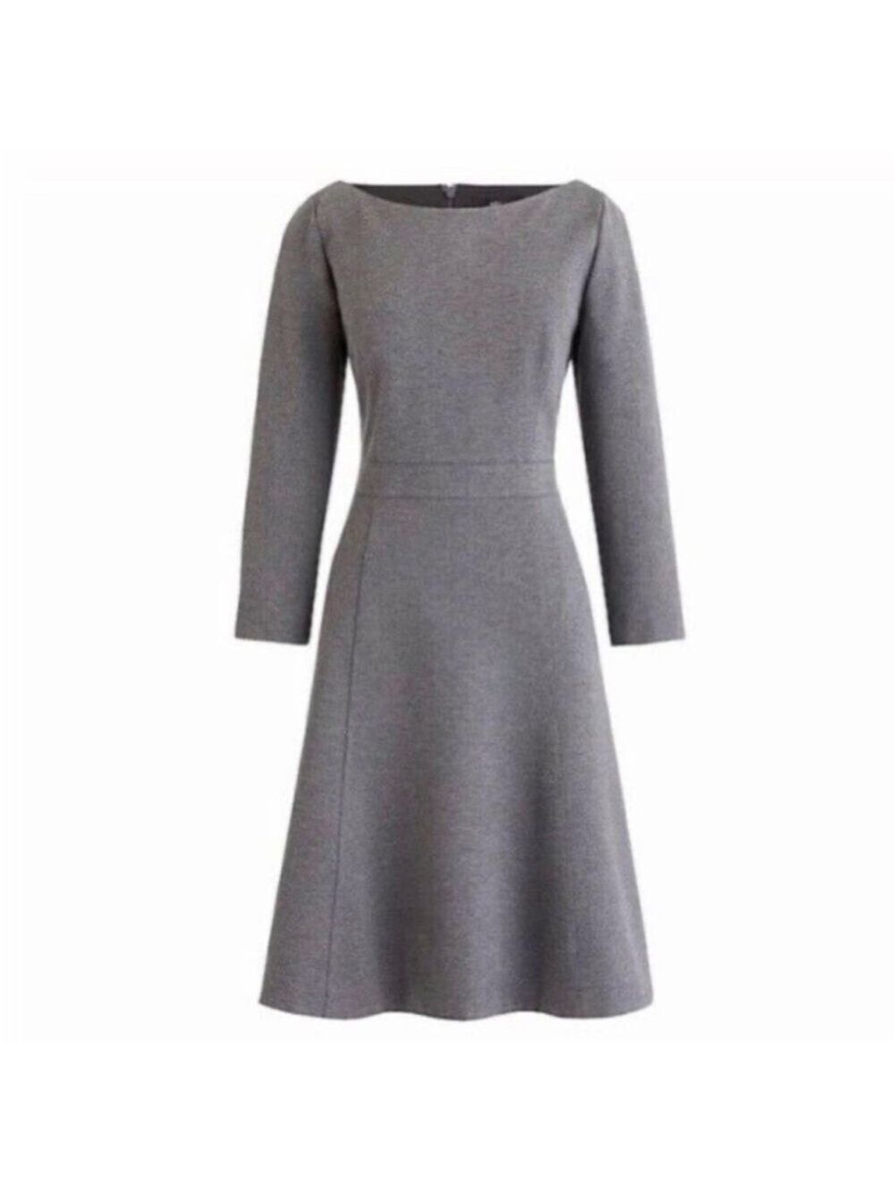 J. Crew Fit and Flare Sheath Dress Midi in Stretch Ponte Charcoal Gray Size 4